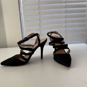 Chinese Laundry Black Suede Strappy Heels 8.5